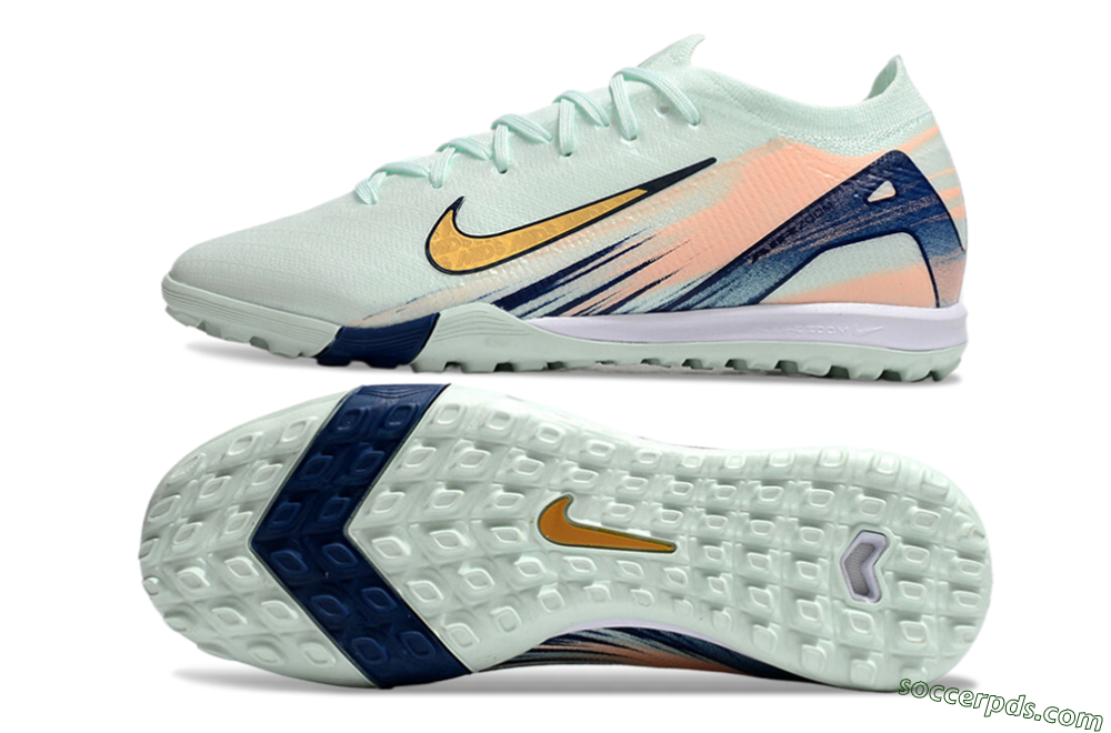 Nike Air Zoom Mercurial Vapor 16 Elite TF Low-Tops Football Shoes - Jade/Gold/Blue 0