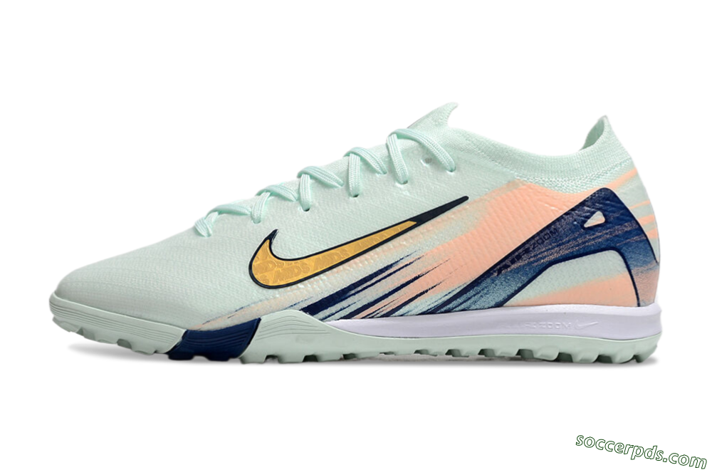 Nike Air Zoom Mercurial Vapor 16 Elite TF Low-Tops Football Shoes - Jade/Gold/Blue 2