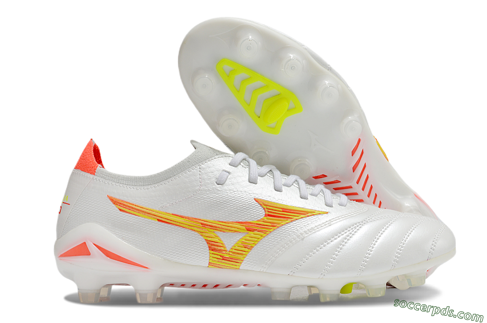 Mizuno Morelia Neo 4 FG Low-Tops Football Boots - White/Red/Yellow 1