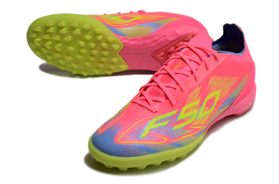 Adidas F50 Pro TF Low-Tops Football Shoes - Pink/Blue/Yellow