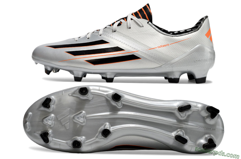 Adidas F50 Adizero FG Low-Tops Football Shoes - Silver/Black/Orange 0