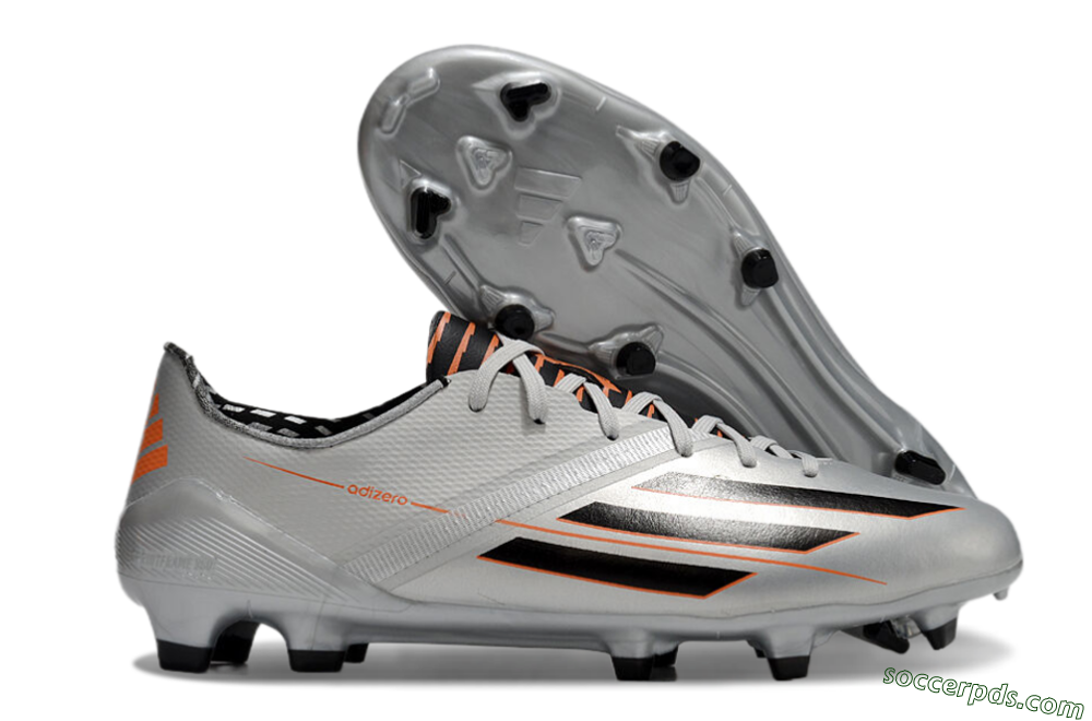 Adidas F50 Adizero FG Low-Tops Football Shoes - Silver/Black/Orange 1