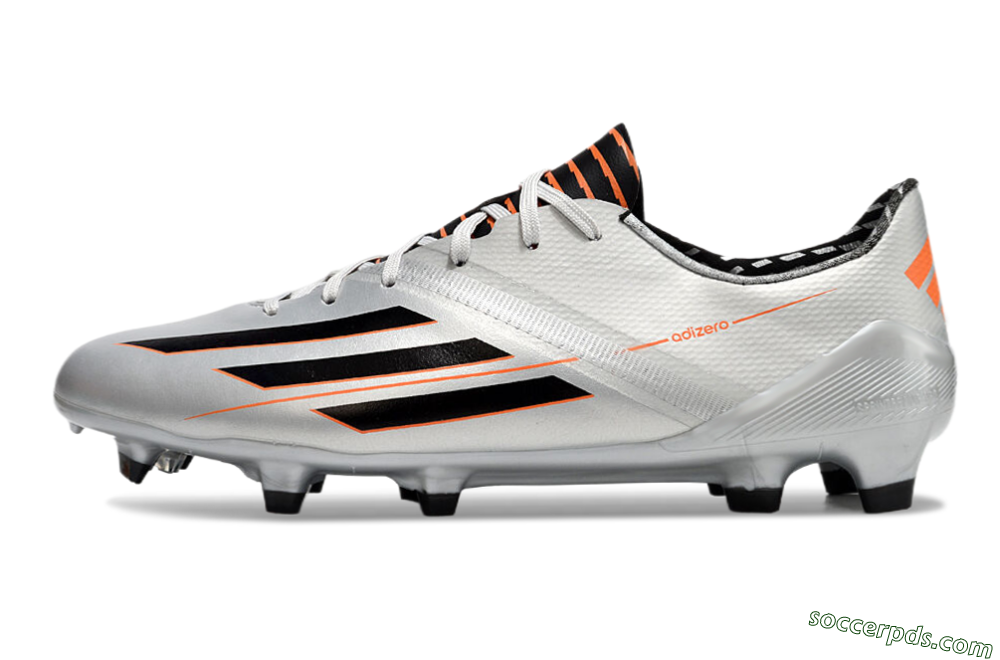 Adidas F50 Adizero FG Low-Tops Football Shoes - Silver/Black/Orange 2