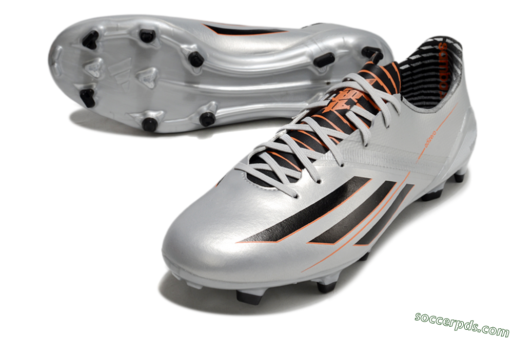 Adidas F50 Adizero FG Low-Tops Football Shoes - Silver/Black/Orange 3
