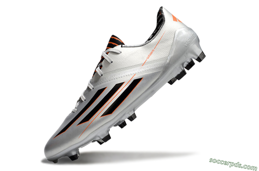 Adidas F50 Adizero FG Low-Tops Football Shoes - Silver/Black/Orange 5