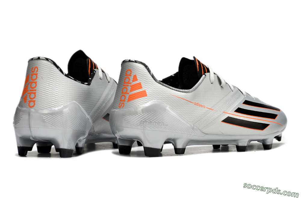 Adidas F50 Adizero FG Low-Tops Football Shoes - Silver/Black/Orange 6