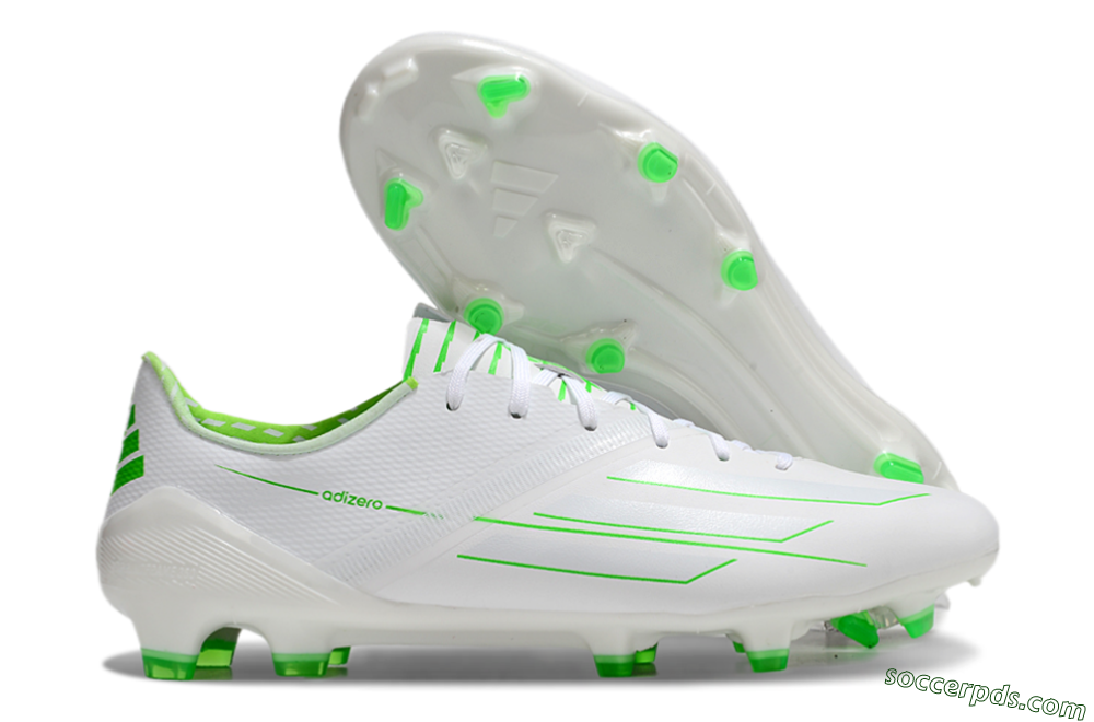 Adidas F50 Adizero FG Low-Tops Football Boots - White/Green 1