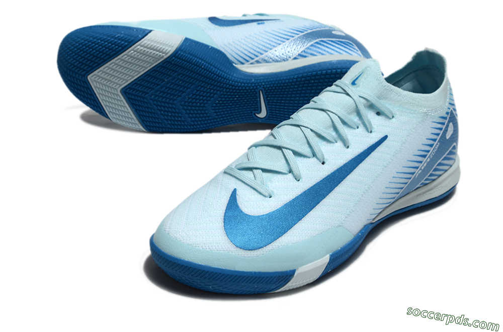 Nike Air Zoom Mercurial Vapor 16 Elite IC Low-Tops Football Shoes - Jade/Blue/White 3