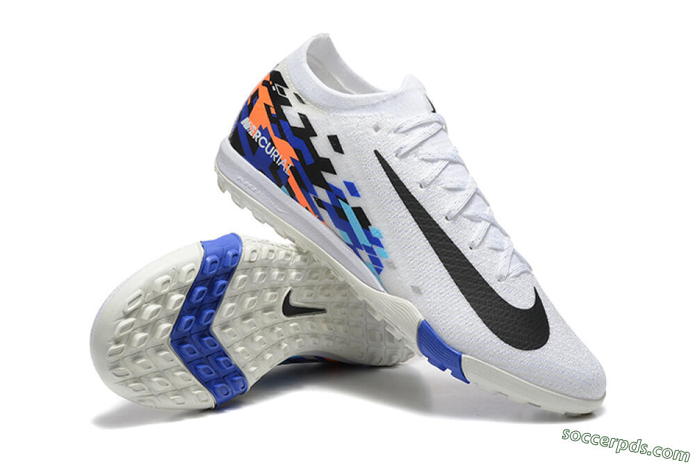 Nike Air Zoom Mercurial Vapor 16 Elite TF Low-Tops Football Shoes - White/Blue/Black 4