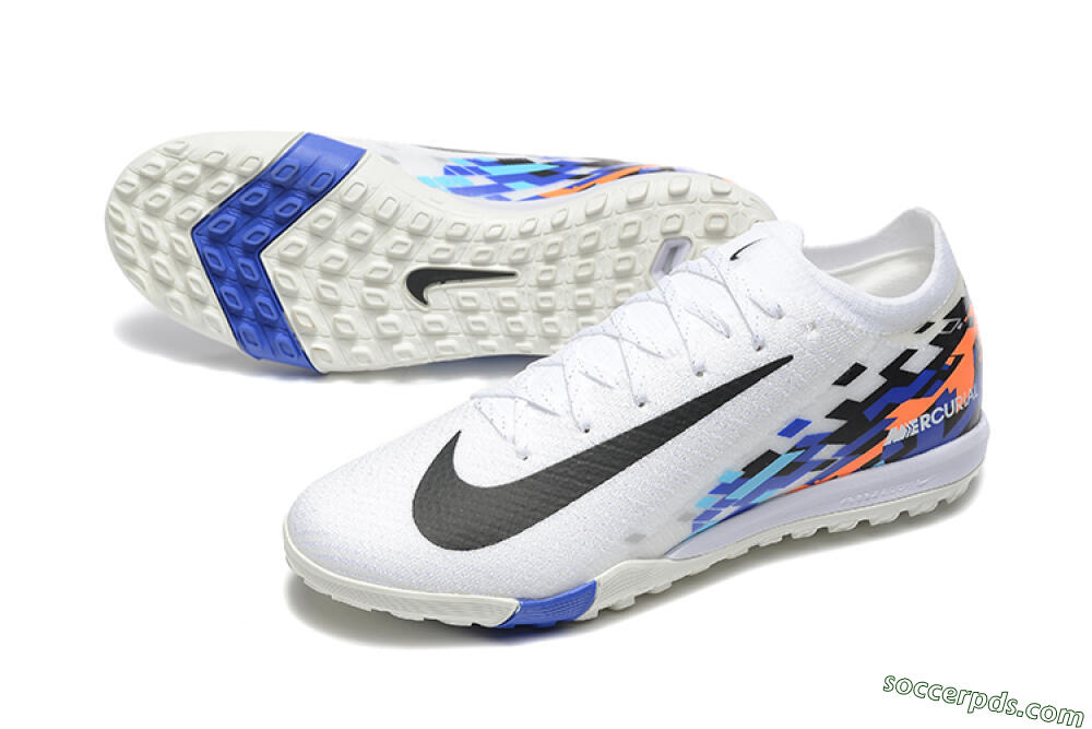 Nike Air Zoom Mercurial Vapor 16 Elite TF Low-Tops Football Shoes - White/Blue/Black 3