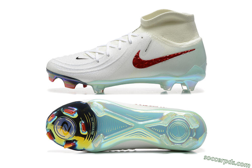 Nike Phantom Luna Elite NU FG High-Tops Football Boots - White/Red/Jade 0