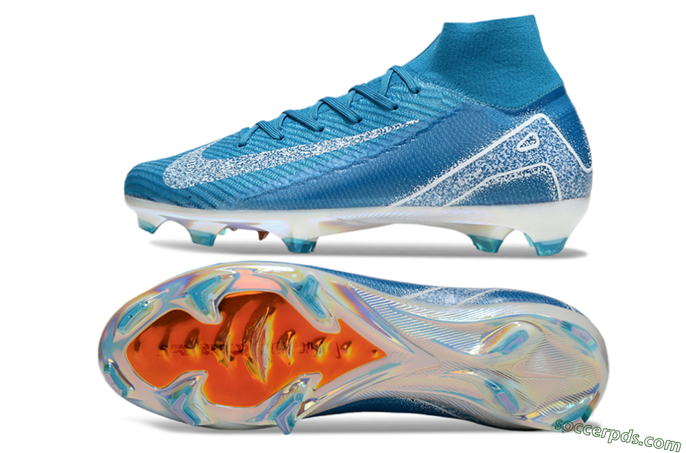 Nike Air Zoom Mercurial Superfly 10 Elite FG High-Tops Football Boots - Blue/White/Gold 0