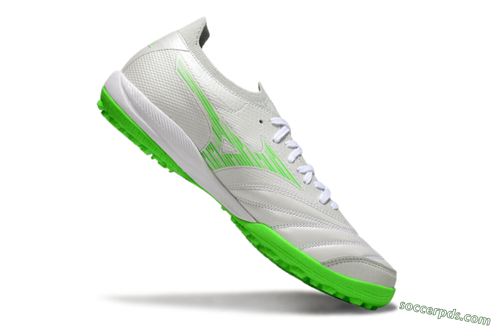 Mizuno Morelia Neo Sala M8 TF Low-Tops Football Shoes - Grey/Green/White 4