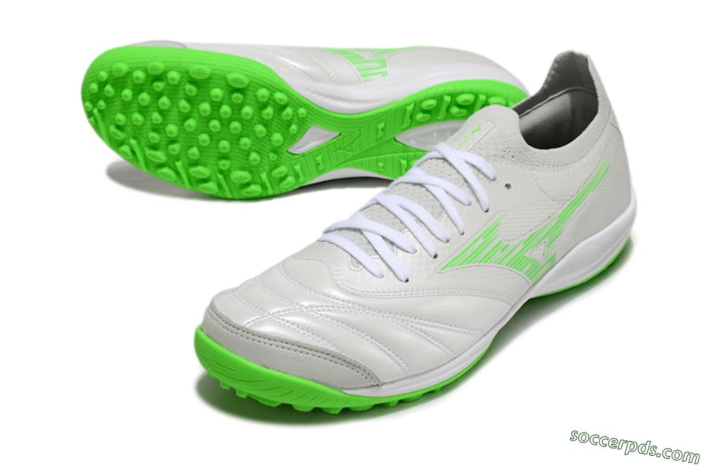 Mizuno Morelia Neo Sala M8 TF Low-Tops Football Shoes - Grey/Green/White 3