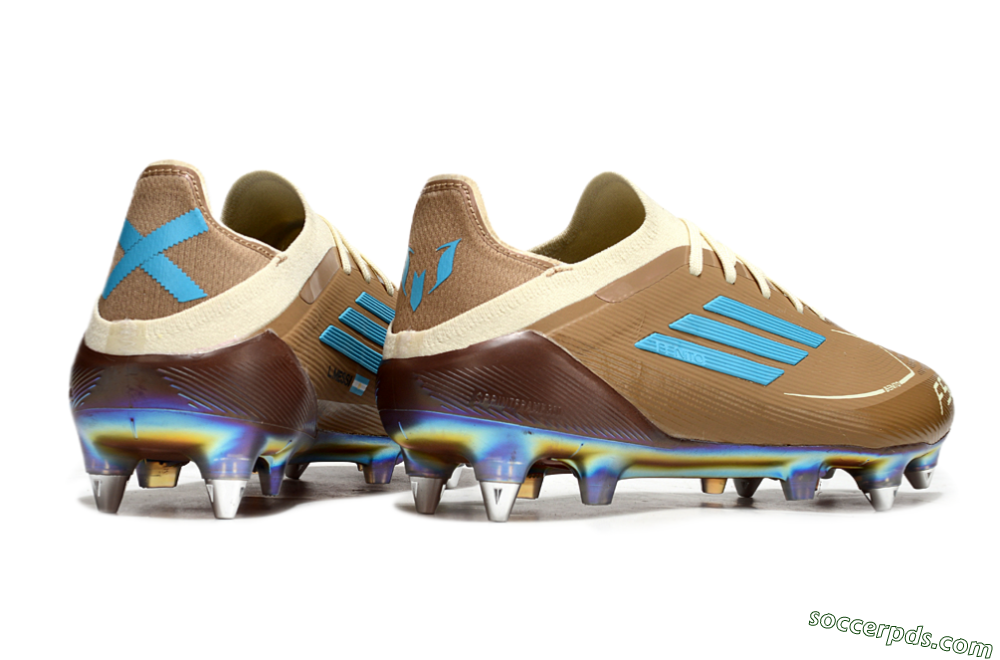 Messi x Adidas F50 Elite Benito SG Low-Tops Football Boots - Brown/White/Blue 6