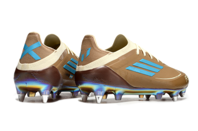 Messi x Adidas F50 Elite Benito SG Low-Tops Football Boots - Brown/White/Blue