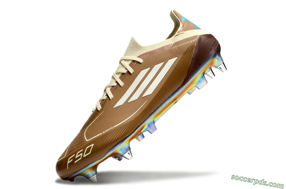 Messi x Adidas F50 Elite Benito SG Low-Tops Football Boots - Brown/White/Blue 5
