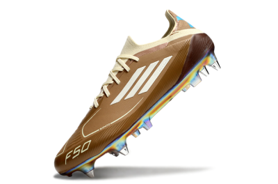 Messi x Adidas F50 Elite Benito SG Low-Tops Football Boots - Brown/White/Blue