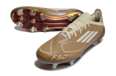 Messi x Adidas F50 Elite Benito SG Low-Tops Football Boots - Brown/White/Blue