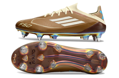 Messi x Adidas F50 Elite Benito SG Low-Tops Football Boots - Brown/White/Blue