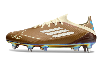 Messi x Adidas F50 Elite Benito SG Low-Tops Football Boots - Brown/White/Blue