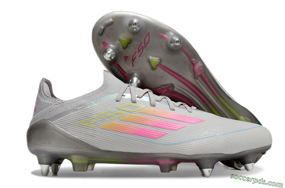 Adidas F50 Elite SG Low-Tops Football Boots - Grey/Pink/Yellow 1