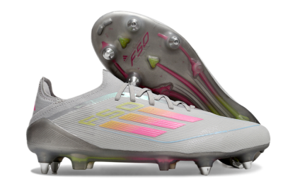 Adidas F50 Elite SG Low-Tops Football Boots - Grey/Pink/Yellow