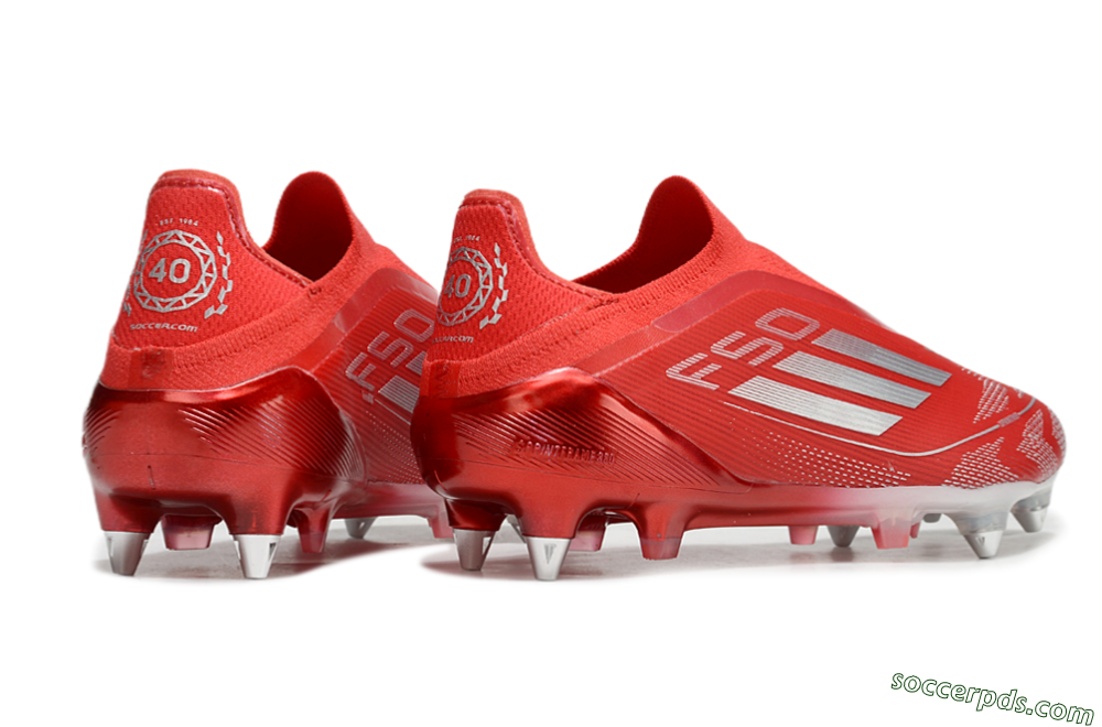 Adidas F50 Elite Laceless SG Low-Tops Football Boots - Red/Silver 6