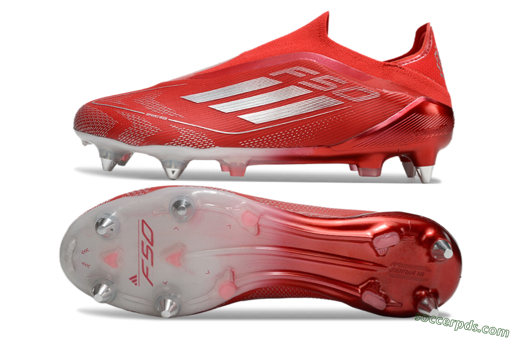 Adidas F50 Elite Laceless SG Low-Tops Football Boots - Red/Silver 0