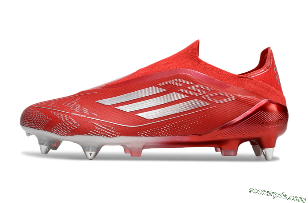 Adidas F50 Elite Laceless SG Low-Tops Football Boots - Red/Silver 2