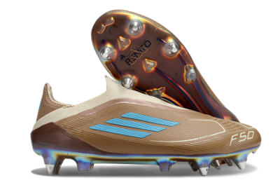 Messi x Adidas F50 Elite Laceless Benito SG Low-Tops Football Boots - Brown/White/Blue
