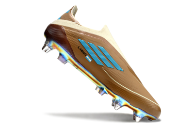 Messi x Adidas F50 Elite Laceless Benito SG Low-Tops Football Boots - Brown/White/Blue