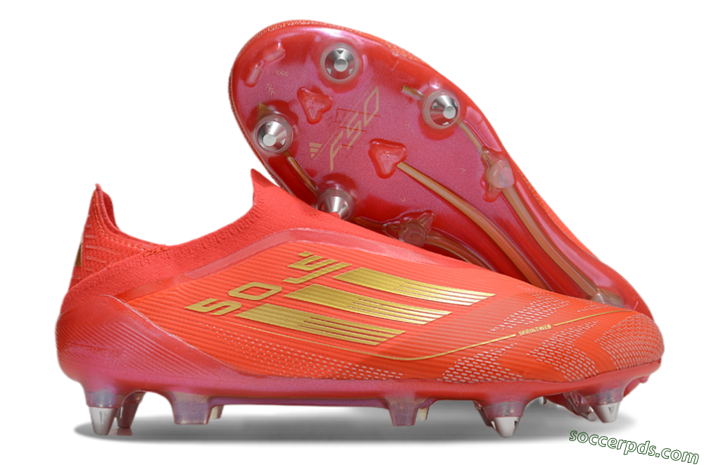 Adidas F50 Elite Laceless SG Low-Tops Football Boots - Red/Gold 1