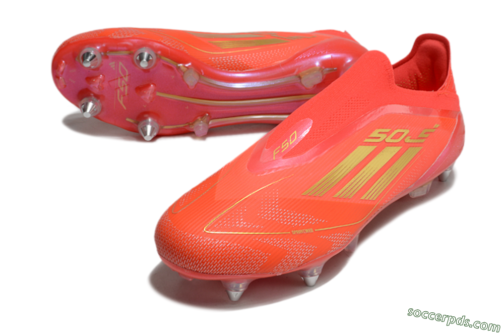 Adidas F50 Elite Laceless SG Low-Tops Football Boots - Red/Gold 3