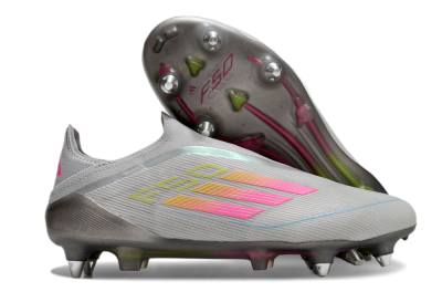 Adidas F50 Elite Laceless SG Low-Tops Football Boots - Grey/Pink/Yellow