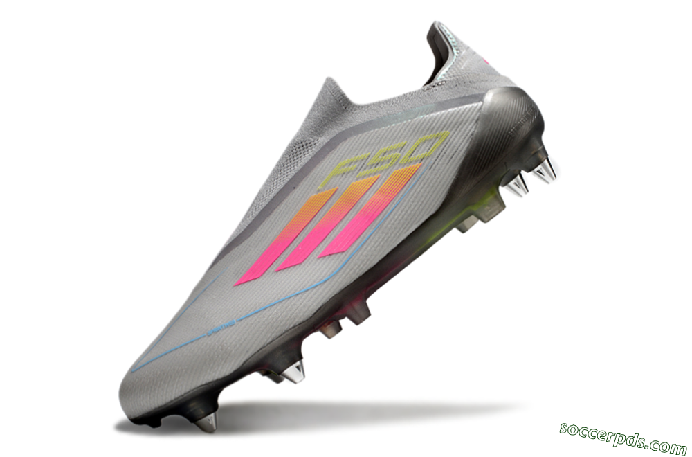 Adidas F50 Elite Laceless SG Low-Tops Football Boots - Grey/Pink/Yellow 5