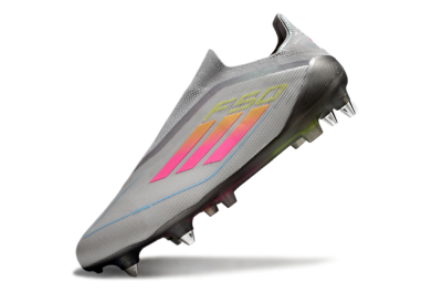 Adidas F50 Elite Laceless SG Low-Tops Football Boots - Grey/Pink/Yellow