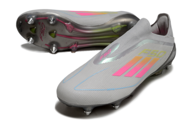 Adidas F50 Elite Laceless SG Low-Tops Football Boots - Grey/Pink/Yellow