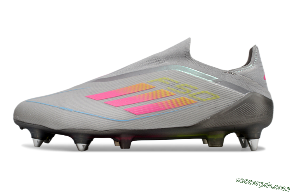 Adidas F50 Elite Laceless SG Low-Tops Football Boots - Grey/Pink/Yellow 2