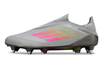 Adidas F50 Elite Laceless SG Low-Tops Football Boots - Grey/Pink/Yellow
