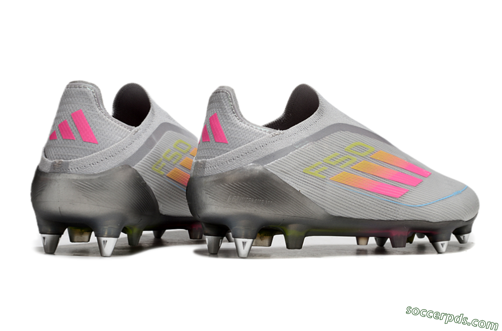 Adidas F50 Elite Laceless SG Low-Tops Football Boots - Grey/Pink/Yellow 6