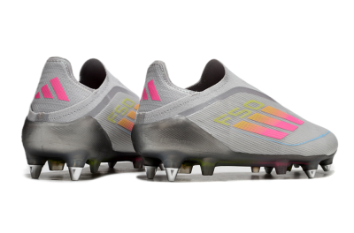 Adidas F50 Elite Laceless SG Low-Tops Football Boots - Grey/Pink/Yellow