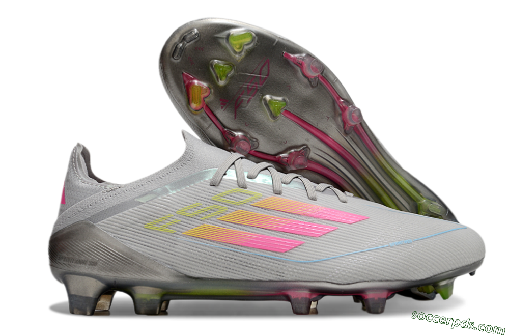 Adidas F50 Elite FG Low-Tops Football Boots - Grey/Pink/Yellow 1