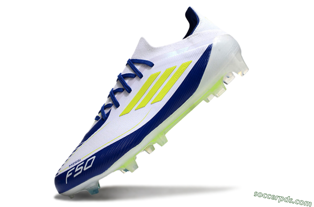 Messi x Adidas F50 Elite FG Low-Tops Football Boots - White/Blue/Yellow 5