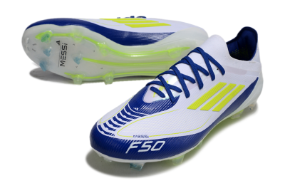 Messi x Adidas F50 Elite FG Low-Tops Football Boots - White/Blue/Yellow
