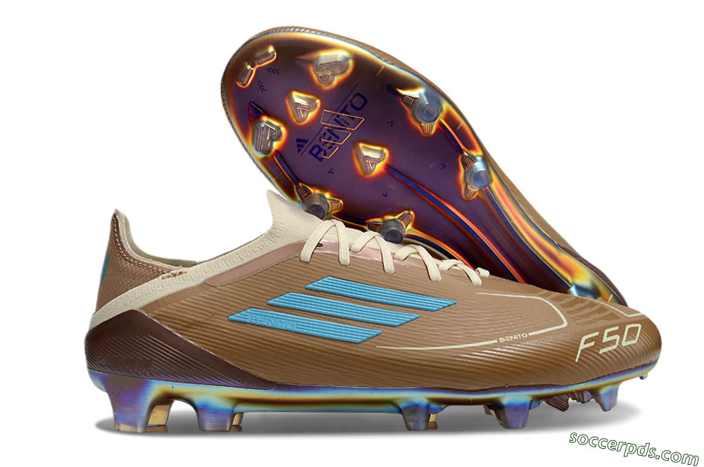 Messi x Adidas F50 Elite Benito FG Low-Tops Football Boots - Brown/White/Blue 1