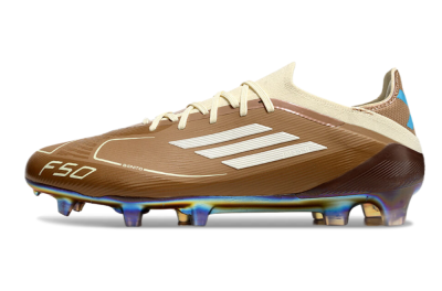 Messi x Adidas F50 Elite Benito FG Low-Tops Football Boots - Brown/White/Blue