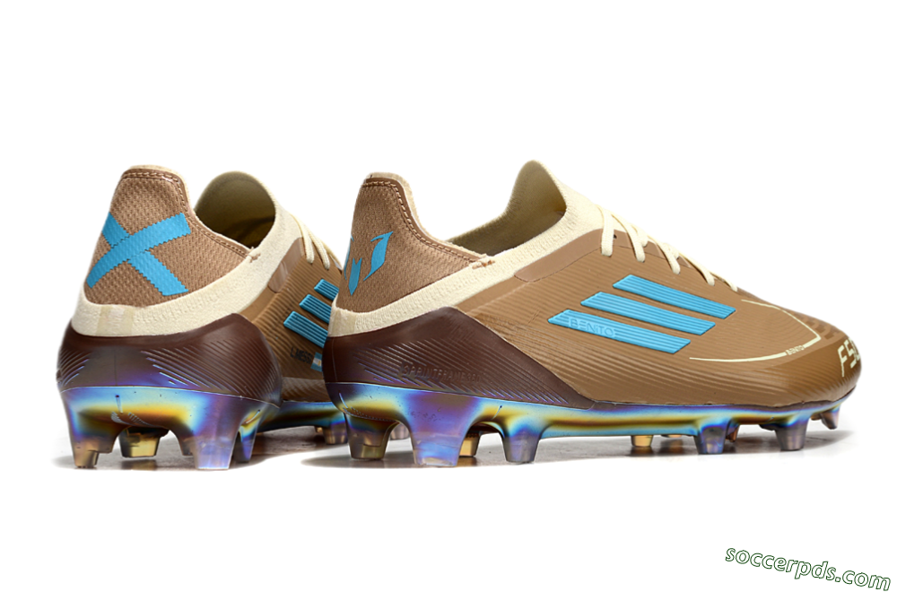 Messi x Adidas F50 Elite Benito FG Low-Tops Football Boots - Brown/White/Blue 6