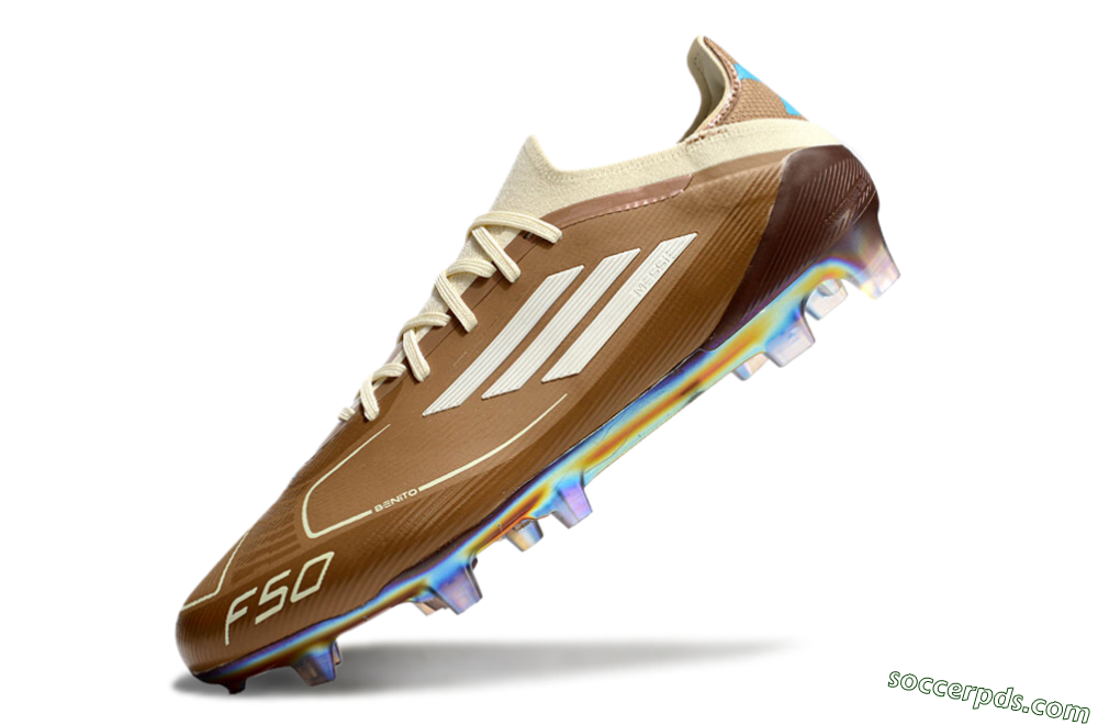 Messi x Adidas F50 Elite Benito FG Low-Tops Football Boots - Brown/White/Blue 5