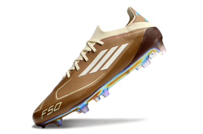 Messi x Adidas F50 Elite Benito FG Low-Tops Football Boots - Brown/White/Blue